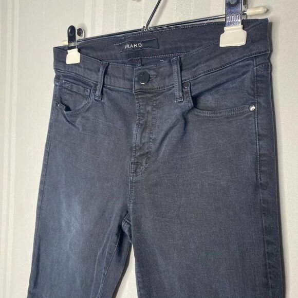 J Brand Skinny Jeans Occult Wash Factory Faded Black Dark Gray Pants Raw Hem 27 - Picture 3 of 11